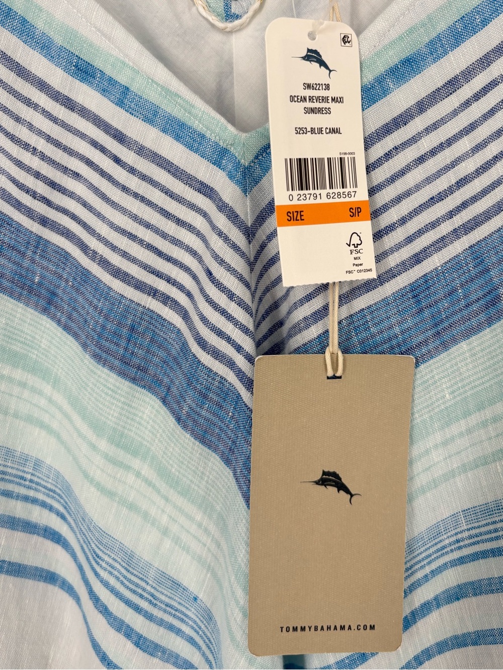 Tommy Bahama Ocean Reverie Maxi Dress Size Small Linen Stripe NWT Resort Beach - Picture 4 of 16
